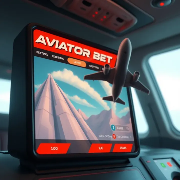 Illustration of Aviator Bet game interface with a plane ascending and betting options