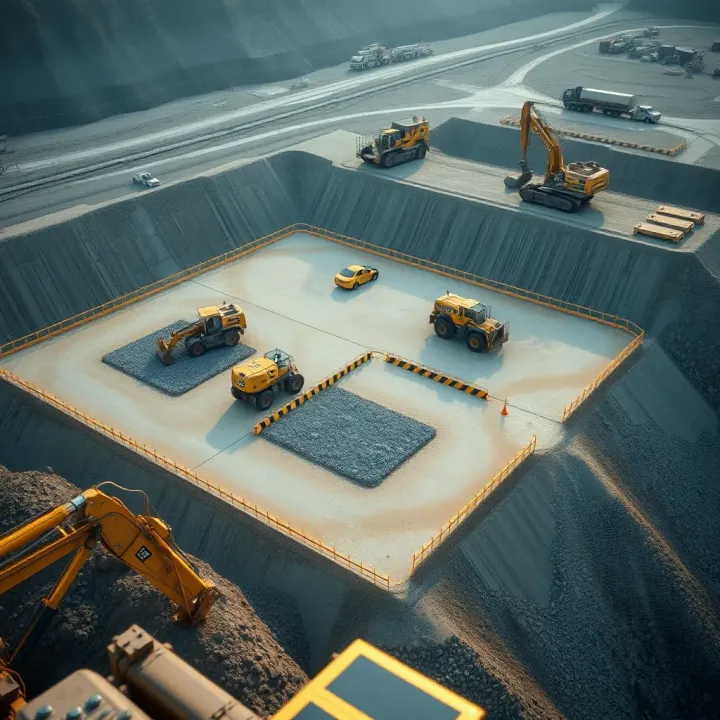 Aerial view of a well-planned mining site showcasing efficient layout and safety barriers