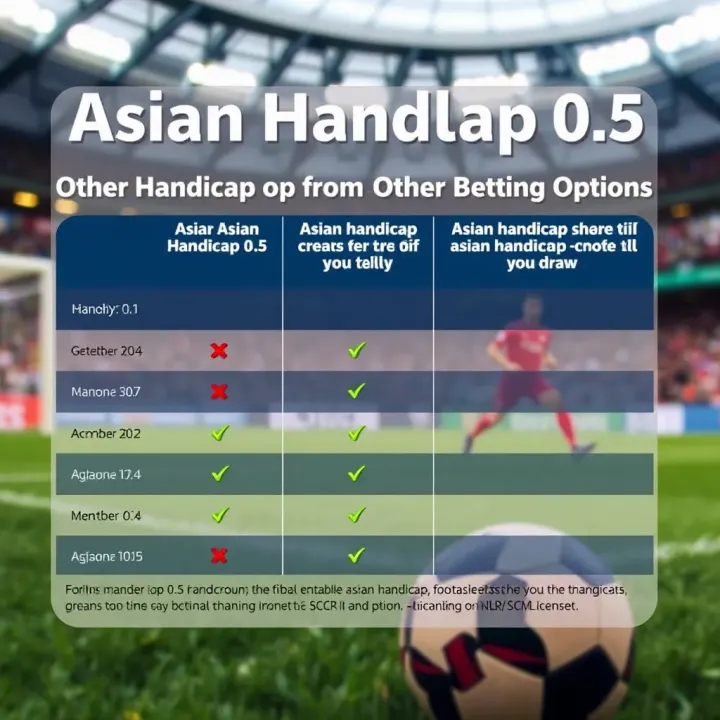 Comparison chart of different Asian handicap options highlighting the no-draw scenario