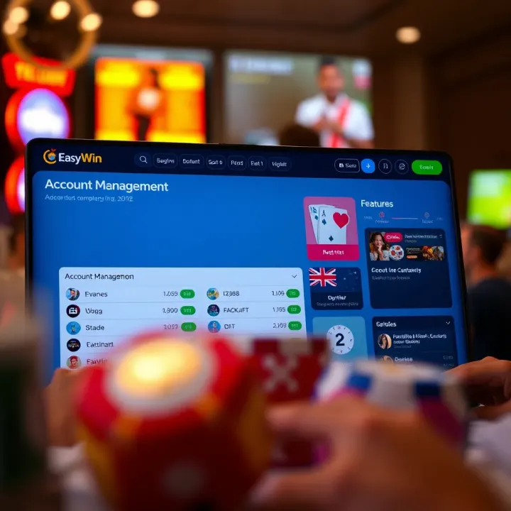 Dashboard showcasing account management features and options on EasyWin platform