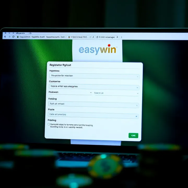 Screenshot of Easywin account registration page with form fields and Nigerian flag
