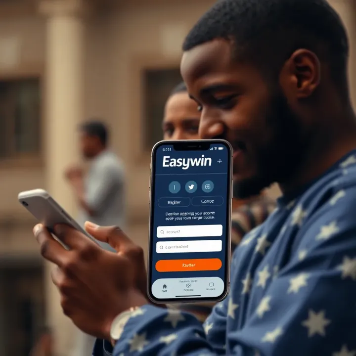 User registering an Easywin account on a mobile device in Nigeria