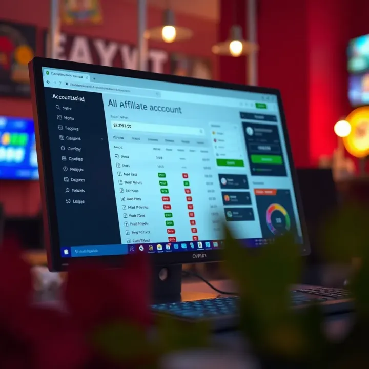 User interface showing Easywin affiliate account dashboard on computer screen
