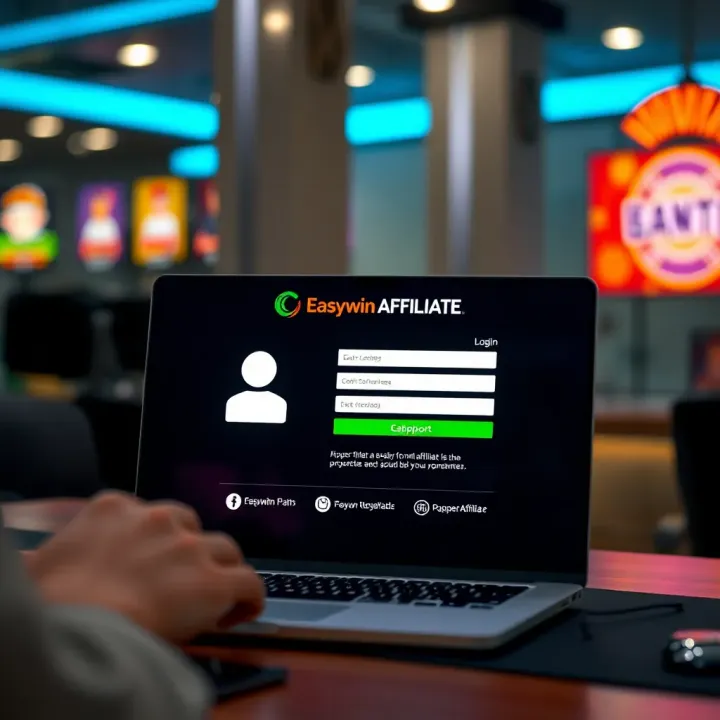 Illustration of troubleshooting affiliate login issues with notifications and support icons