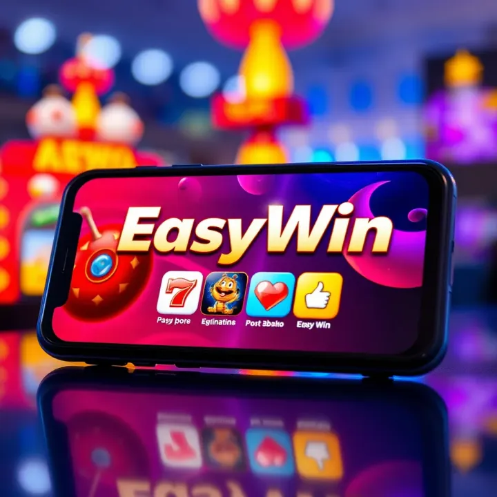 Mobile device screen displaying the EasyWin app interface with vibrant colors and clear icons