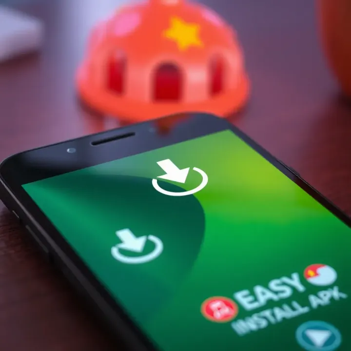 Illustration of Android device with download and installation icons signifying safe APK installation