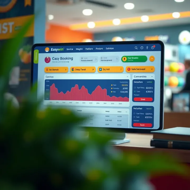 Dashboard displaying mobile service bookings and sales management within Easywin app