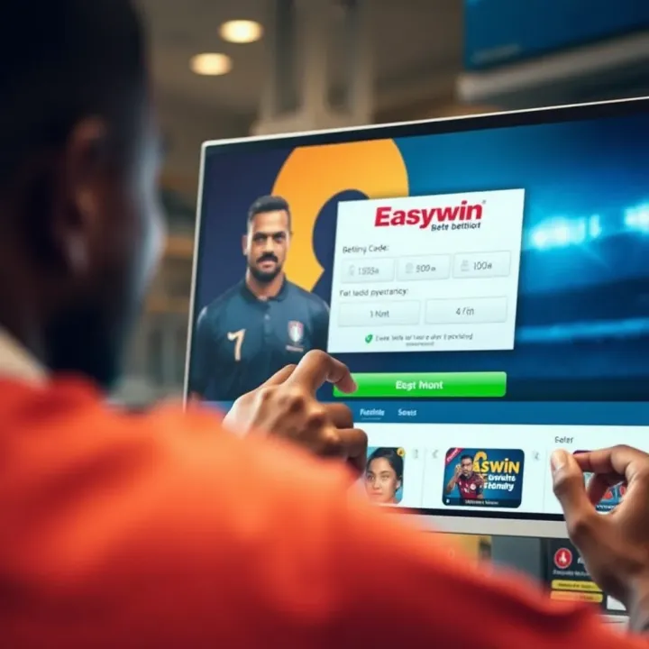 User entering Easywin betting code on registration screen to unlock bonus offers