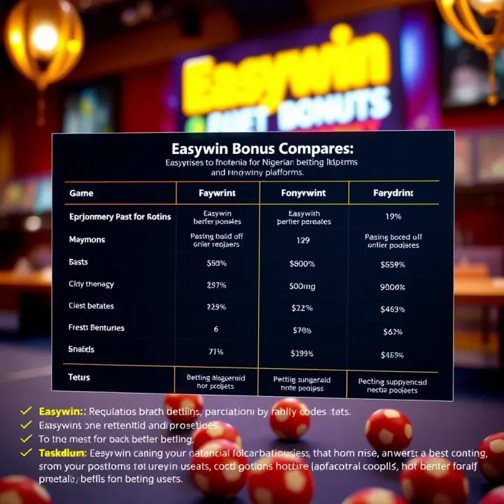 Graphic showing a comparison chart between Easywin and popular Nigerian betting platforms emphasizing bonus features