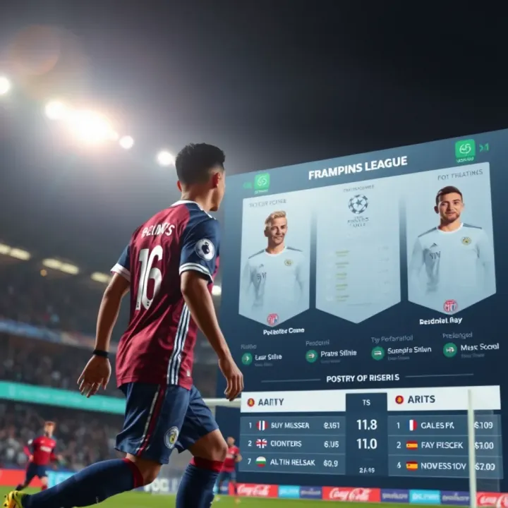 Graphics showing top football players and their performance stats for betting insights
