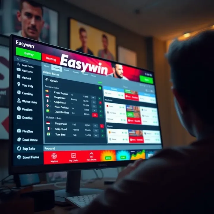 Easywin desktop interface showing betting options and account management features