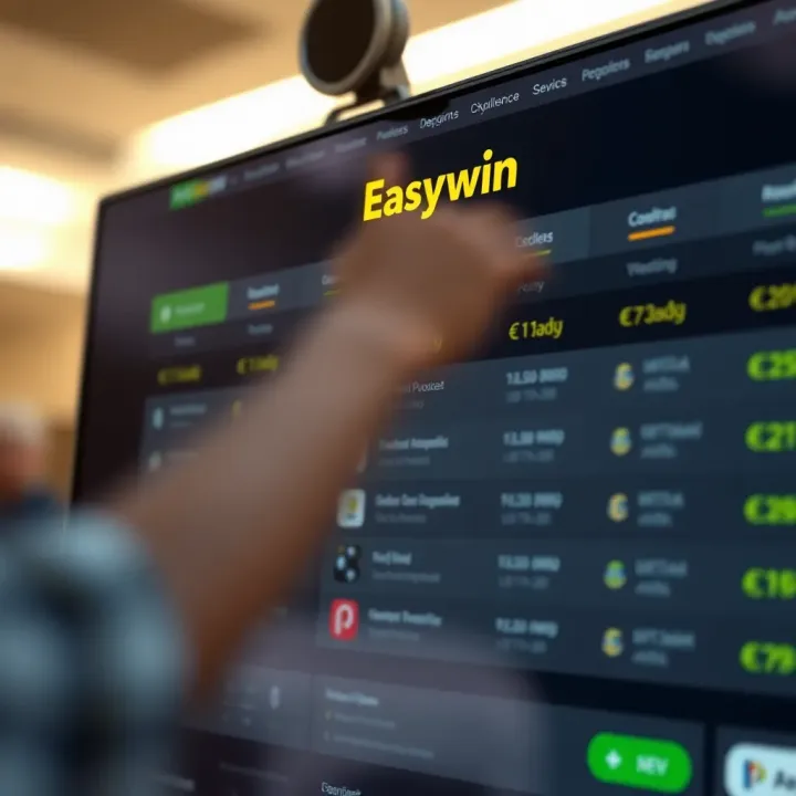 Illustration of betting options and currency symbols on Easywin Home interface