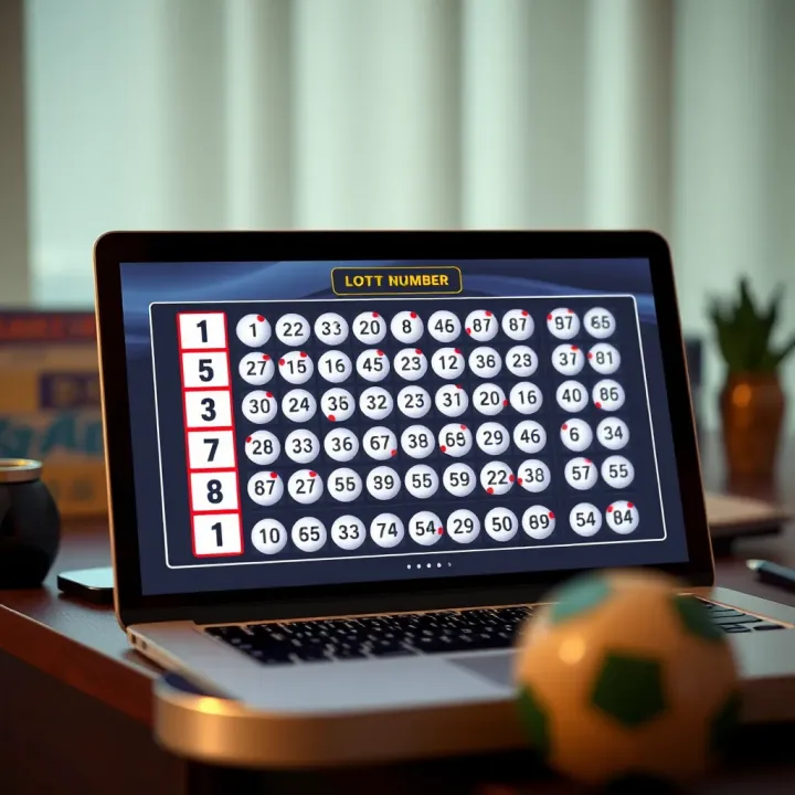 Illustration showing a digital interface with lottery numbers being analyzed on a laptop screen