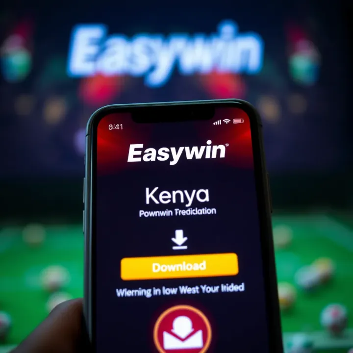 Mobile device screen displaying the Easywin Kenya APK download page with clear download button