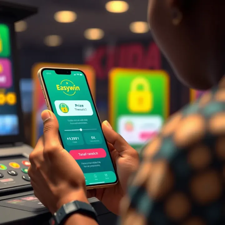User interacting with Kuda app showing prize notification and secure transaction