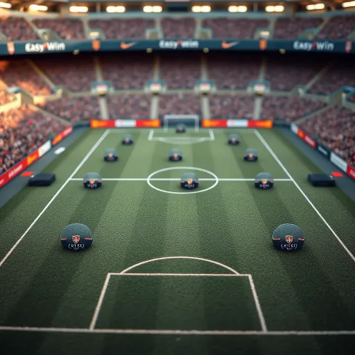 Tactical Breakdown of La Liga Team Formations and Strategies Detailed football pitch with tactical markings illustrating team formations and strategies for La Liga matches