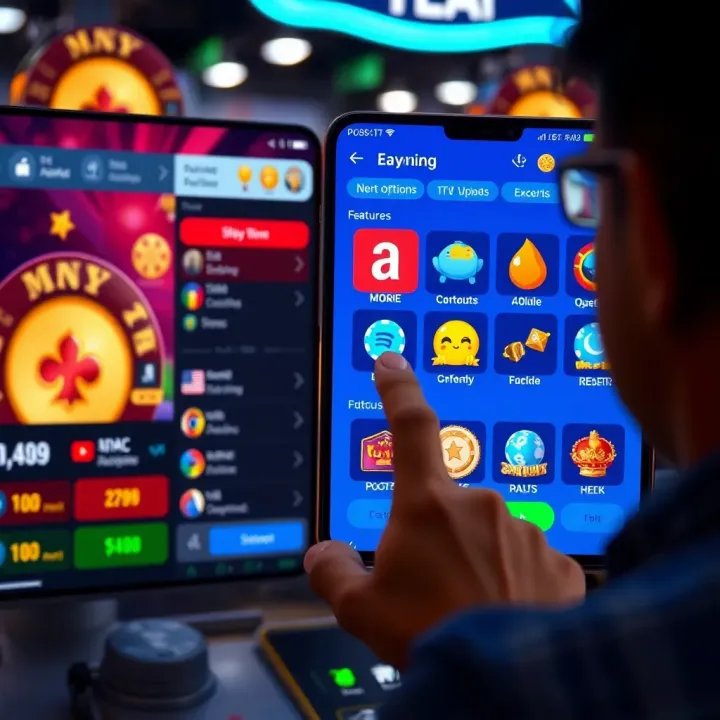 User navigating Easywin app interface showcasing new features and options