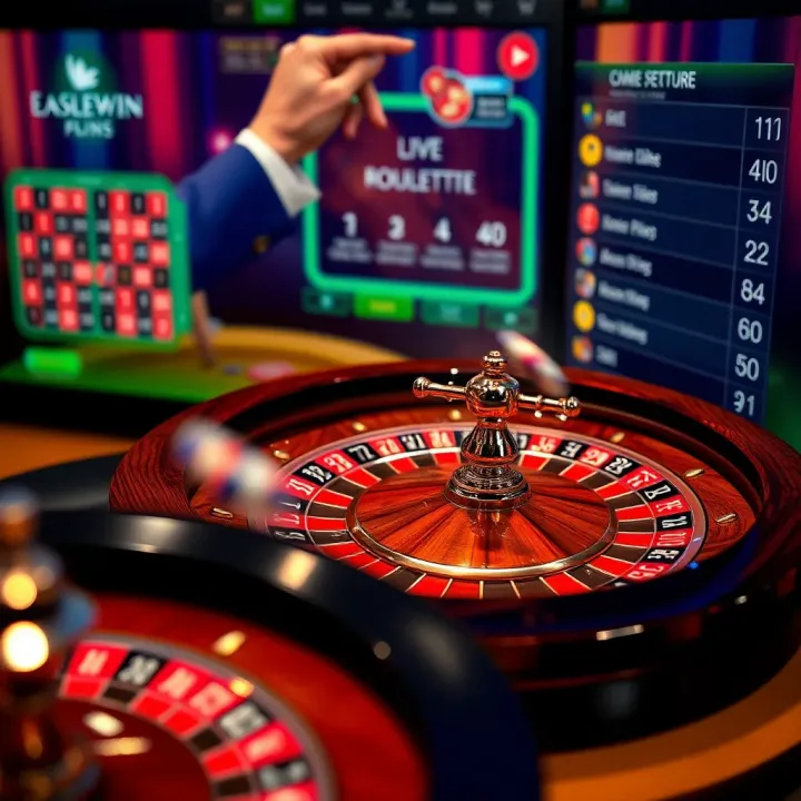 User interface showing live roulette gameplay with betting options on EasyWin