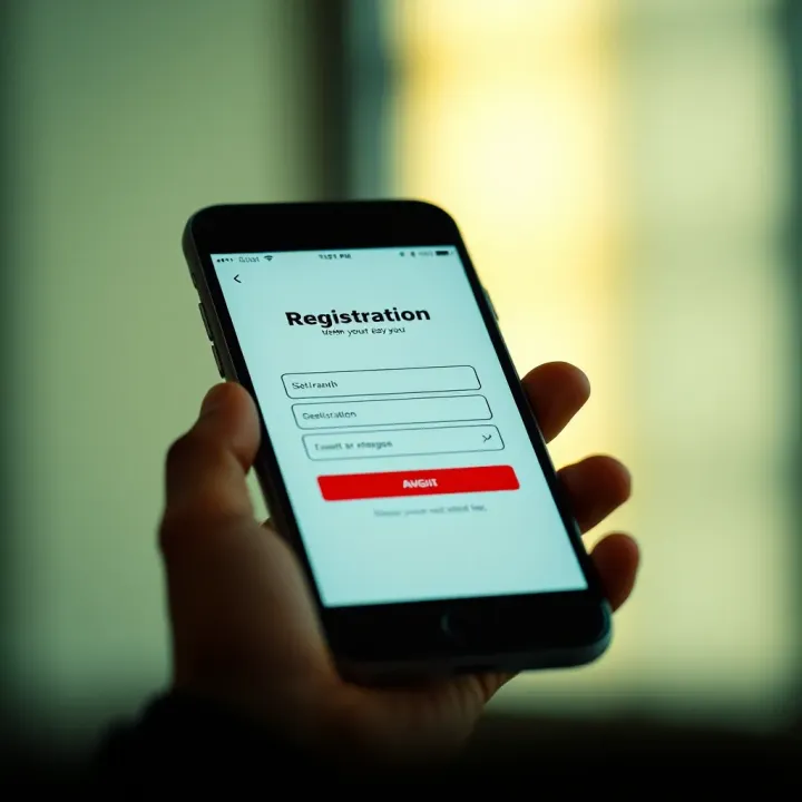 User interface of Easywin Mobile app showing registration form on a smartphone screen