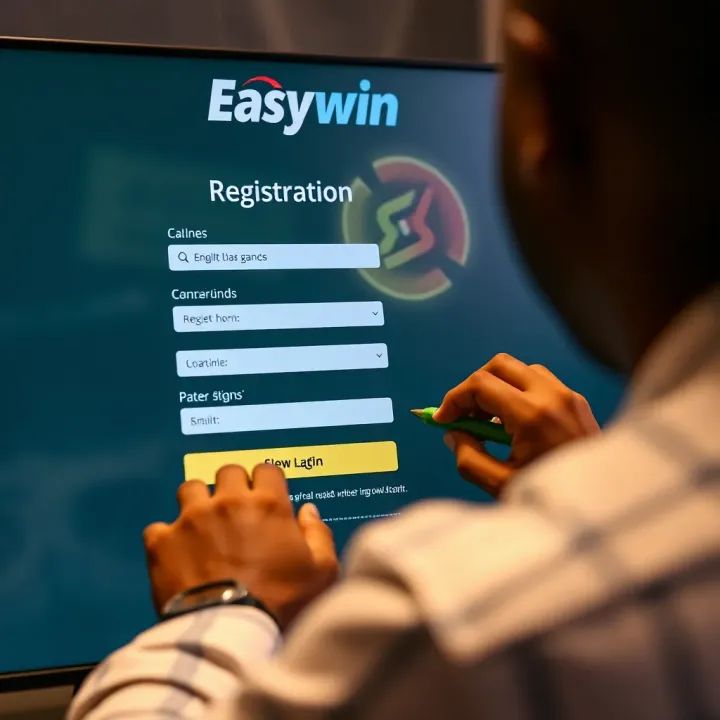 User completing registration form on Easywin platform with clear fields