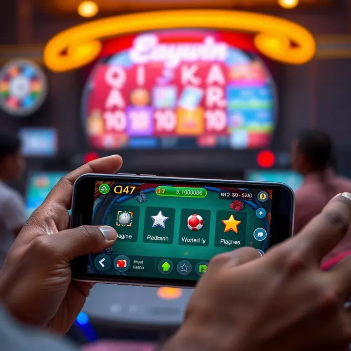 Smartphone showing an active Easywin gaming session with potential rewards highlighted on screen