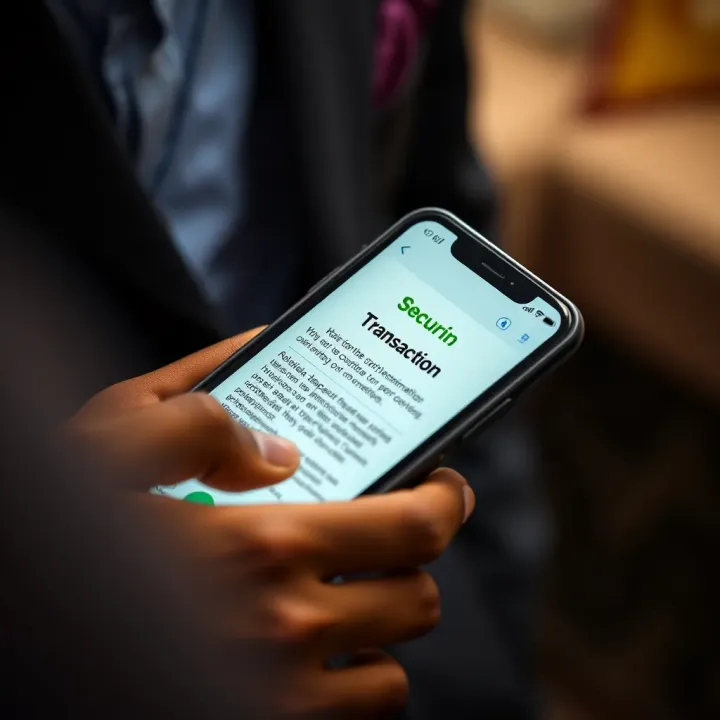 Secure transaction confirmation on mobile device for Easywin Paga deposit