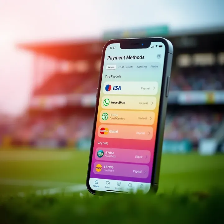 Mobile phone screen showing payment options for Easywin sports betting app in Nigeria