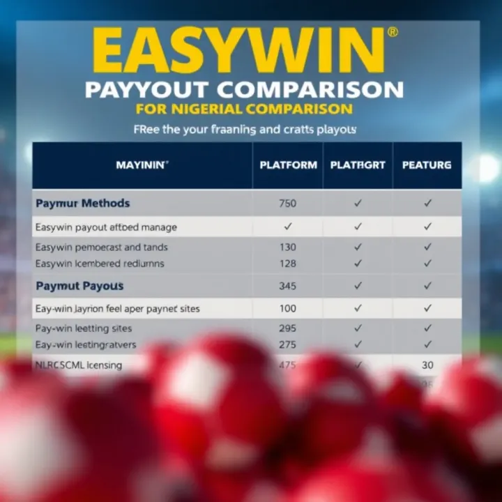 Comparison table of payout methods and platform features for Easywin and alternative betting sites