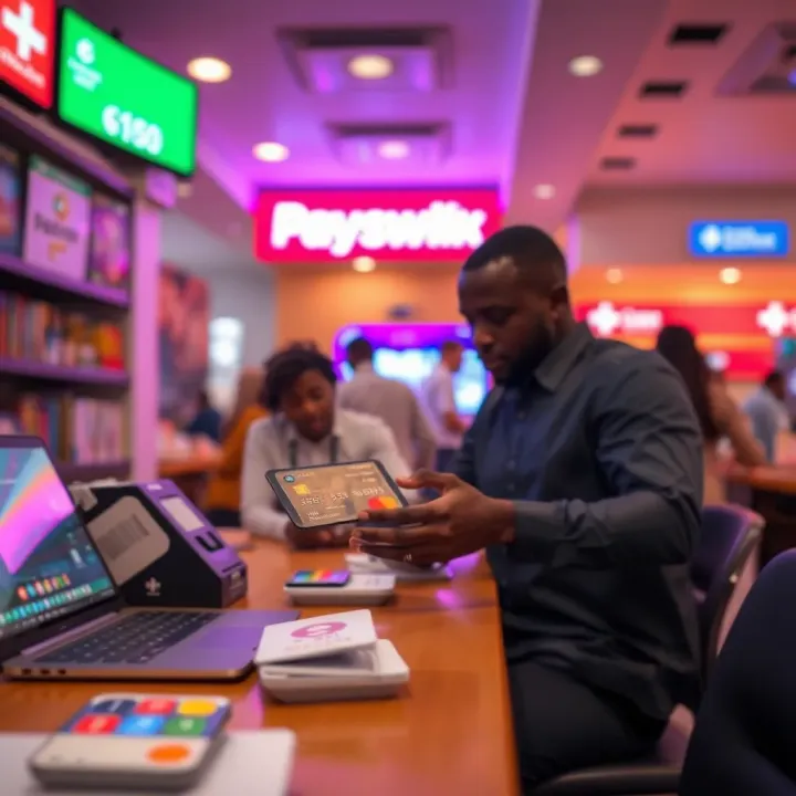 Visual representation of secure online payment features and benefits for Nigerian merchants and customers