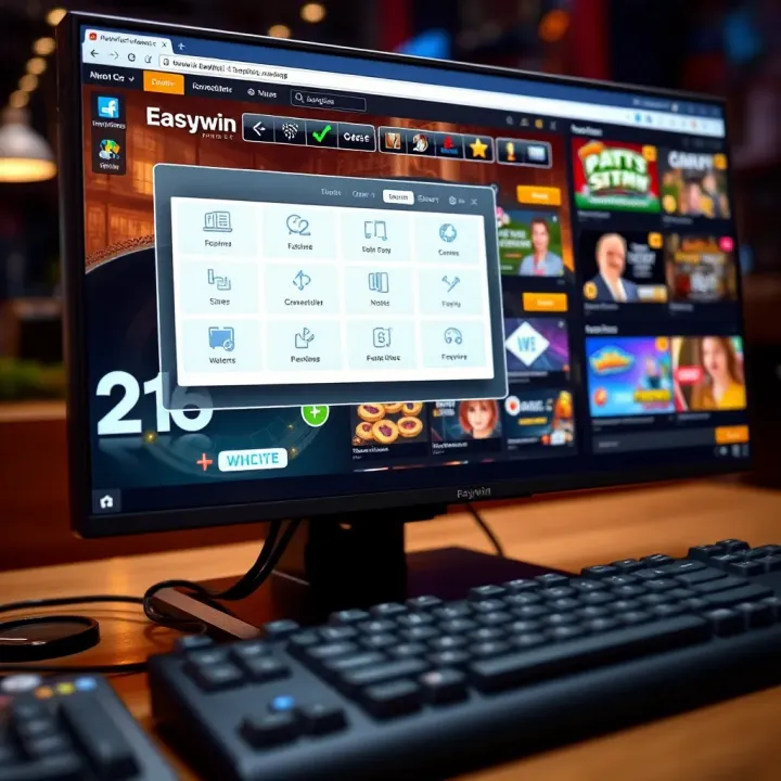 Computer screen displaying Easywin application interface with navigation menus