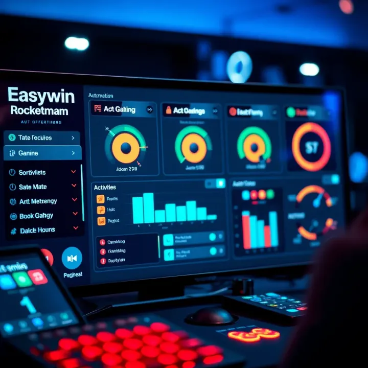 Interface showing Easywin Rocketman Bot dashboard with automation controls for gaming activities