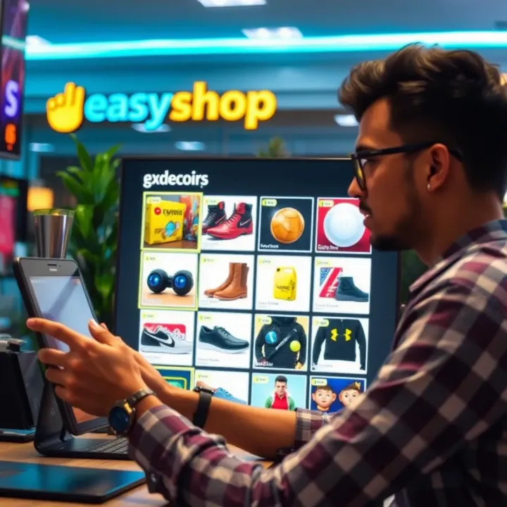 User browsing various product categories on Easywin Shop's online platform