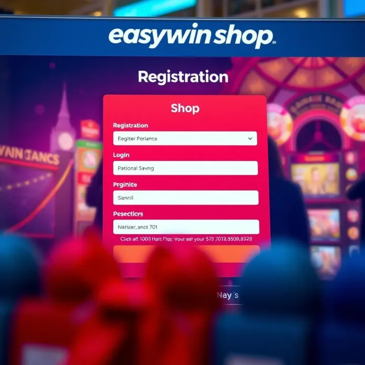 Screenshot of Easywin Shop registration page displaying form fields for user details