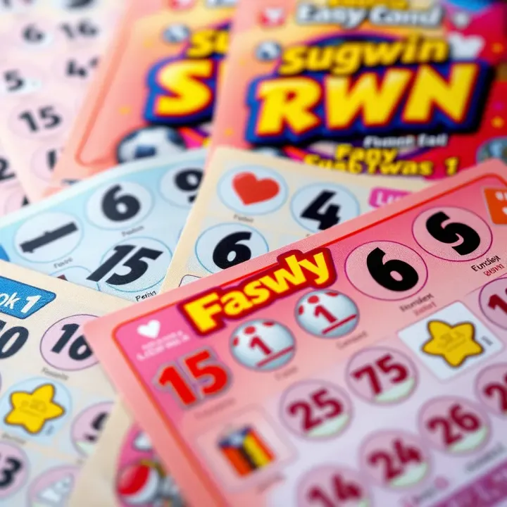 Colorful lottery tickets with numbers and icons representing Easywin Sugar Rush game