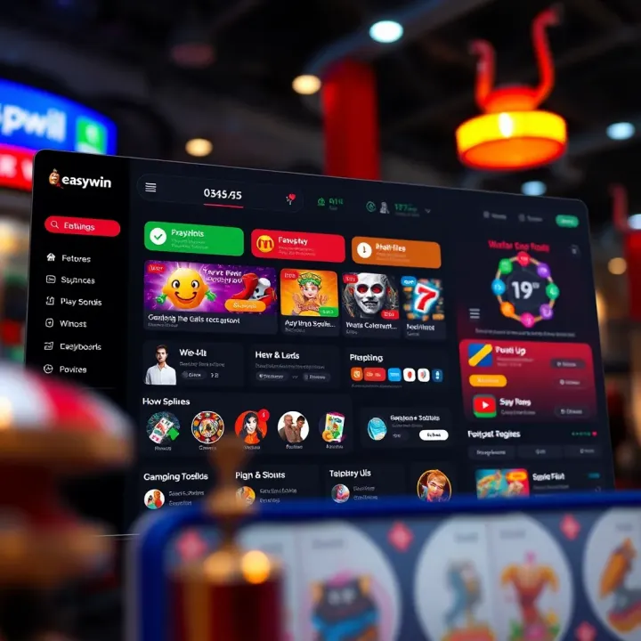 Dashboard displaying Easywin platform features and user interface elements