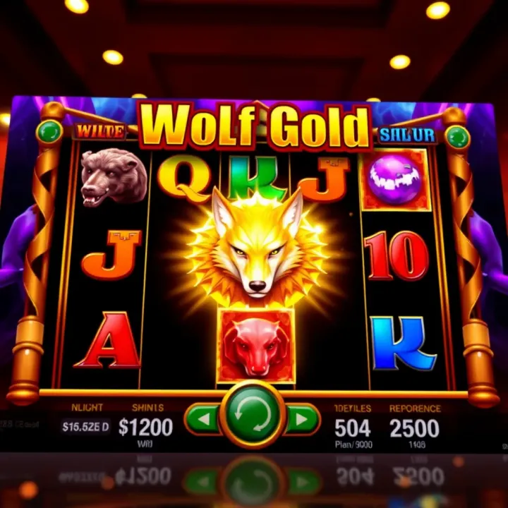 Screenshot of Easywin Wolf Gold demo gameplay interface showcasing slot reels and symbols