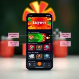 Screenshot displaying Easywin NG app interface on a smartphone with key features highlighted