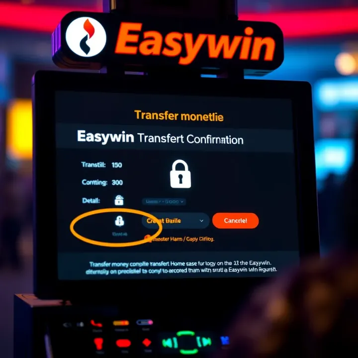 Digital transfer confirmation screen displaying transaction details and security icons