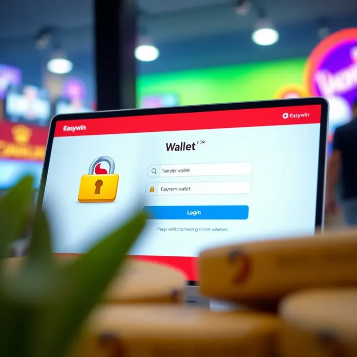 User interface showing Easywin wallet setup screen with secure login