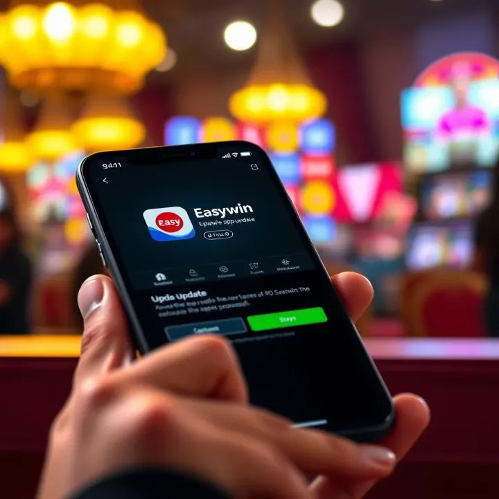 Smartphone screen showing Easywin app update available in app store
