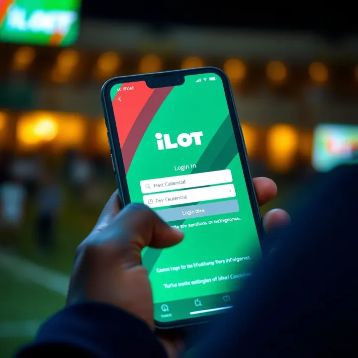 User entering login credentials on Ilot Bet platform on a mobile device