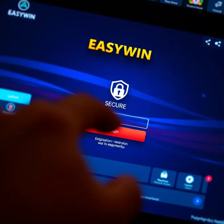 Secure login screen highlighting encryption and safety features on Easywin platform