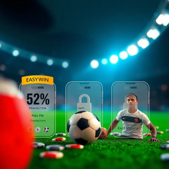 Sports betting icons with promotional tags and secure transaction symbols