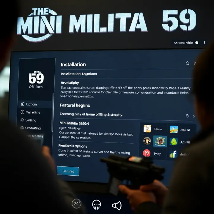 User interface of Mini Militia 69 Offline highlighting installation options and offline play features