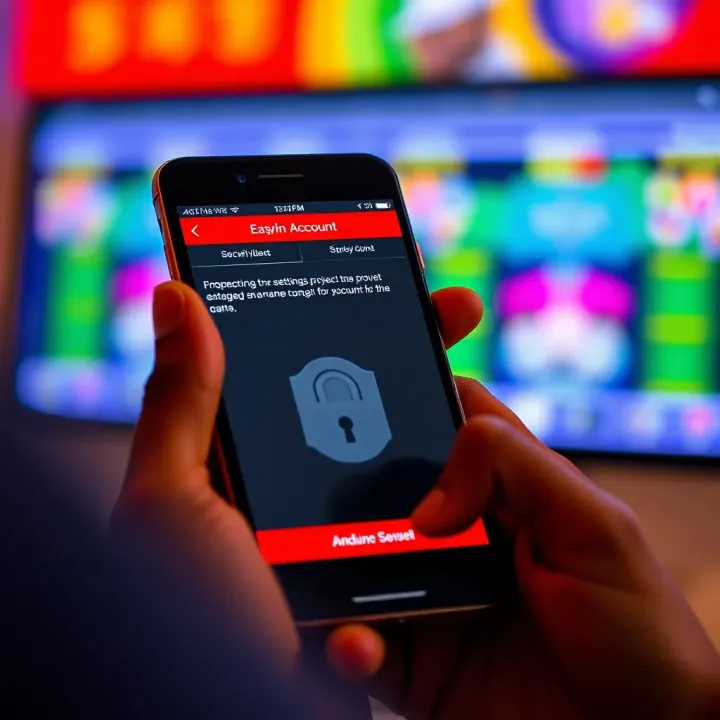 Mobile phone displaying security settings to protect an account