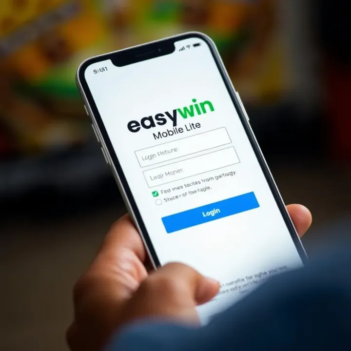 Easywin Mobile Lite Login Interface Smartphone displaying Easywin Mobile Lite login screen with visible input fields and login button