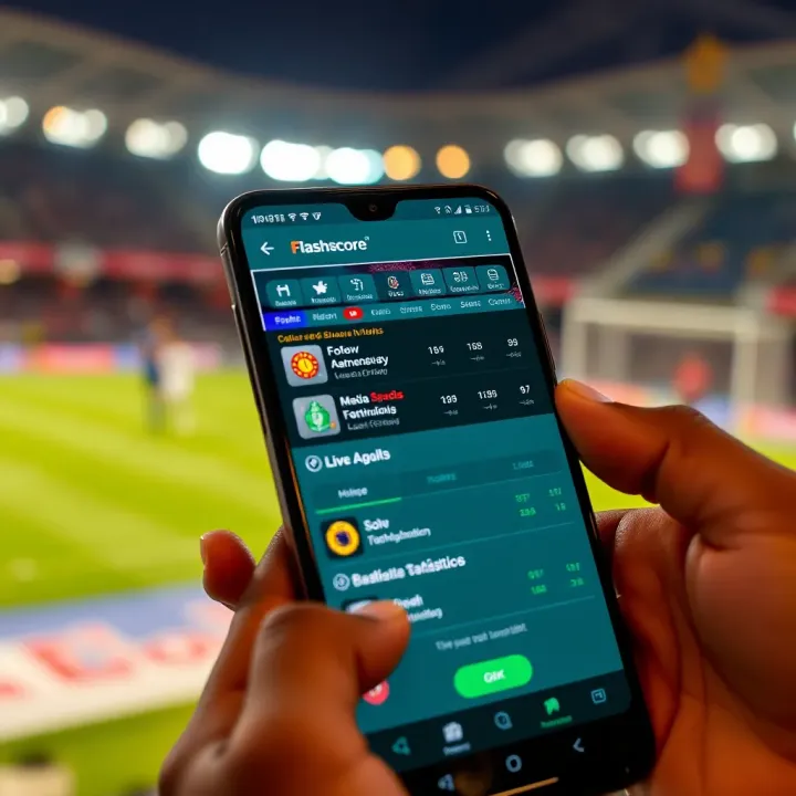 Live sports scores and statistics displayed on Flashscore app showing football and basketball updates