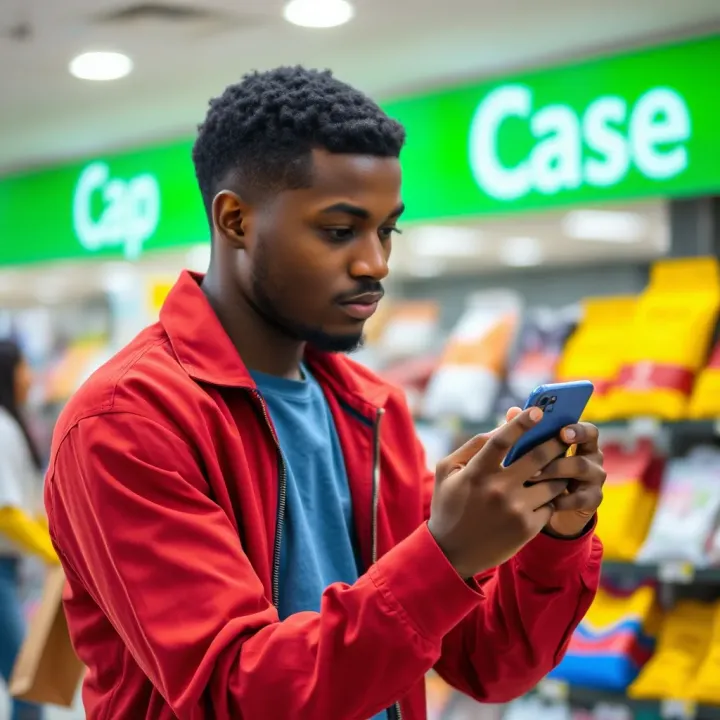 User browsing through online deals on Shop Easywin platform on a smartphone