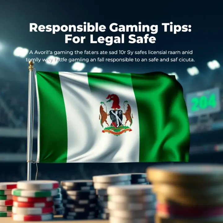 Graphic displaying responsible gaming tips and Nigerian flag symbolizing legal and safe betting