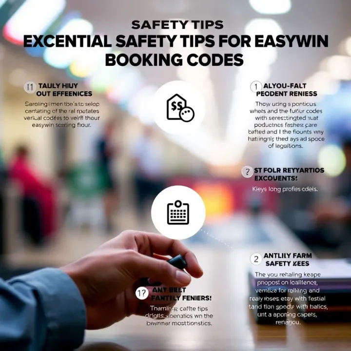Visual guide highlighting key safety tips for verifying Easywin booking codes on digital platforms